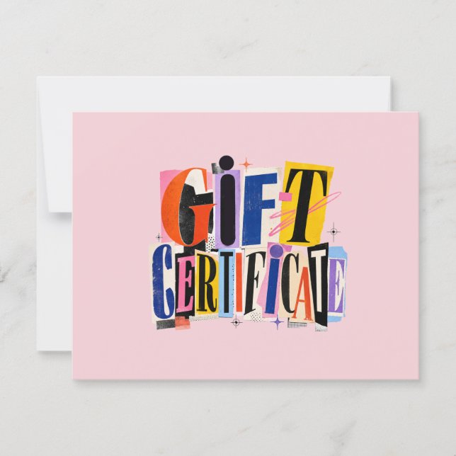 Certificado de regalo empresarial rosa colorido (Anverso)