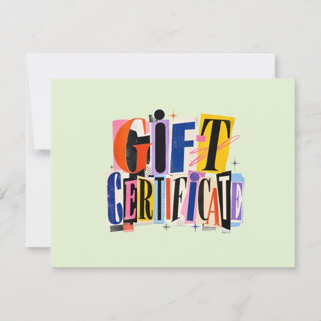 Certificado de regalo empresarial verde colorido (Anverso)