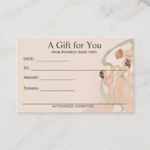 Certificado de regalo femenino vintage Nouveau