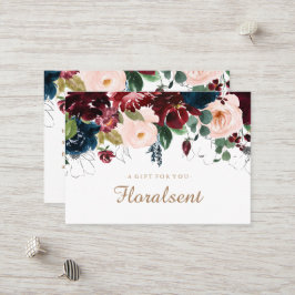 Certificado de regalo floral de Borgoña, Marina y 