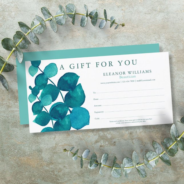 Certificado de regalo floral de eucalipto (Eucalyptus Floral Customer Gift Certificate)