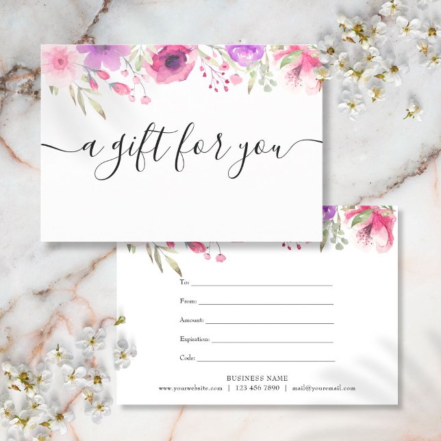 Certificado de regalo floral de rosas acuarela (Watercolor Roses Floral Gift Certificate)