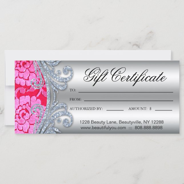 Certificado de regalo Floral Lace Nail Hair Salon (Anverso)