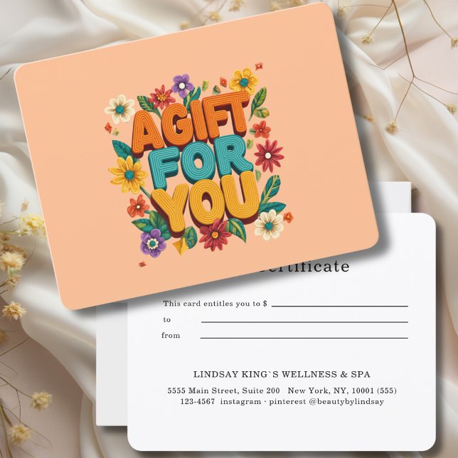 Certificado de regalo floral naranja retro (Retro Floral Orange Gift Certificate)
