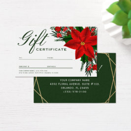Certificado de Regalo Floral Poinsettia Pine Green