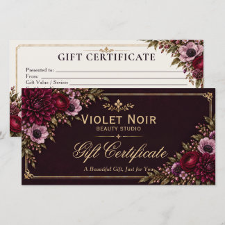Certificado de Regalo Floral Púrpura Ciruela Borgo