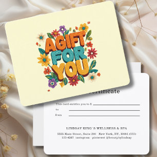 Certificado de regalo floral retro amarillo