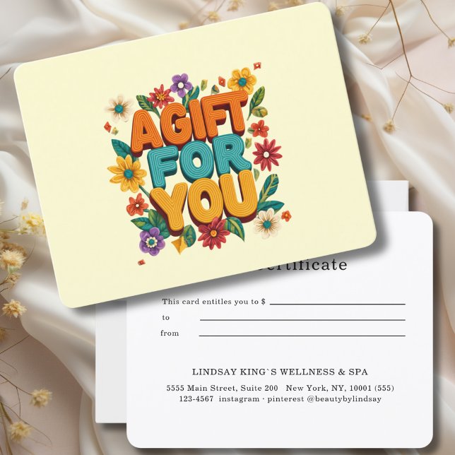 Certificado de regalo floral retro amarillo (Retro Floral Yellow Gift Certificate)