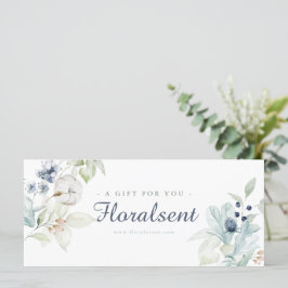 Certificado de regalo floral sobre el tema del inv