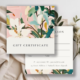 Certificado de regalo floral Verde azulado de Boho