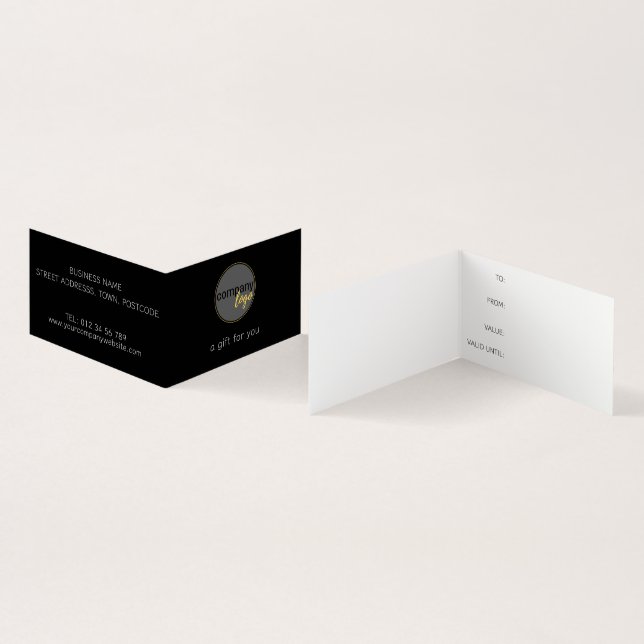 CERTIFICADO DE REGALO FOLDEADO DE LA EMPRESA NEGRA (Interior y exterior)