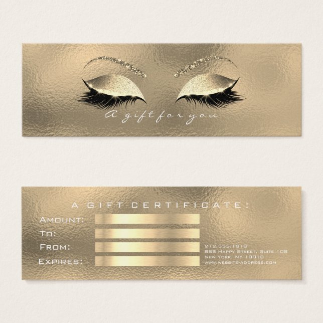 Certificado de regalo Glass Faux Gold Lashes Maqui (Anverso y reverso)