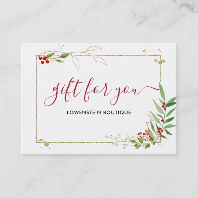 Certificado de regalo Gold Red Berry Holiday (Anverso)