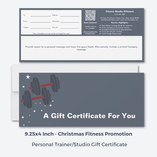 Certificado de regalo Gray White Corporate Wellnes (9.25x4 Inch, Grey White Corporate Wellness Gift Certificate)