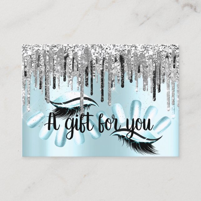 Certificado de regalo Hair Stylist Nails Blue Silv (Anverso)