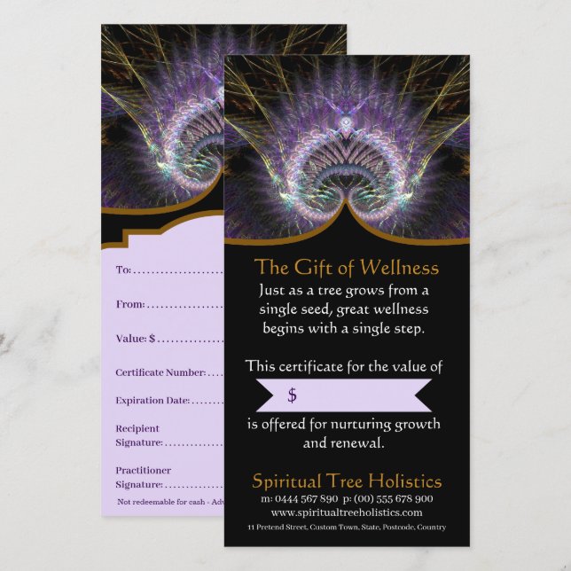 Certificado de regalo holístico del árbol espiritu (Anverso / Reverso)