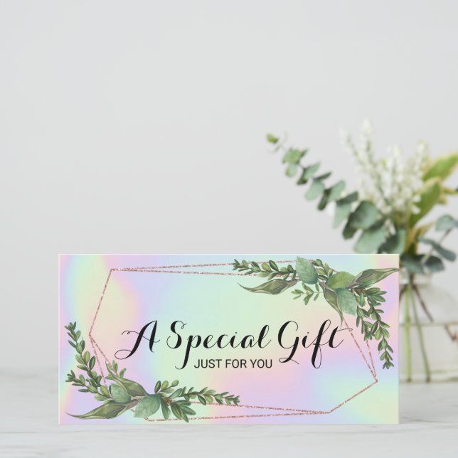 Certificado de regalo holográfico de vegetación bo (Anverso de pie)