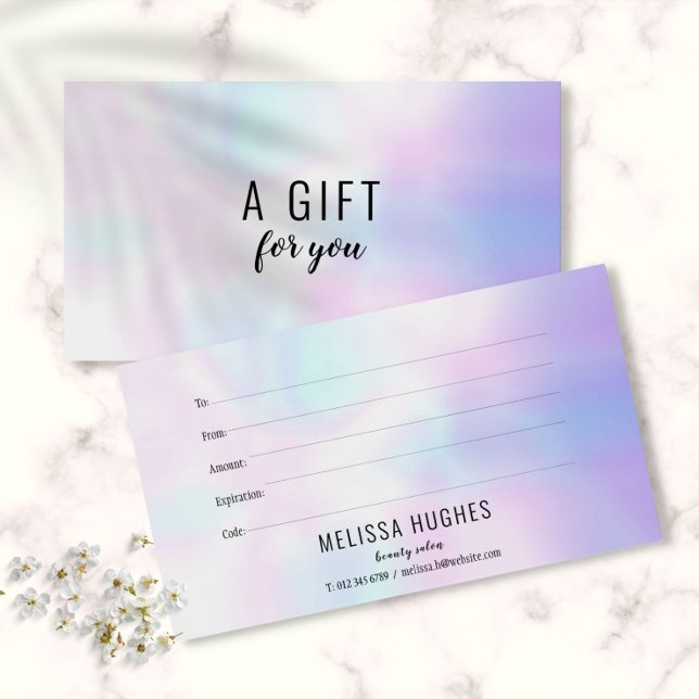 Certificado de regalo holográfico simple moderno (Simple Modern Holographic Gift Certificate)