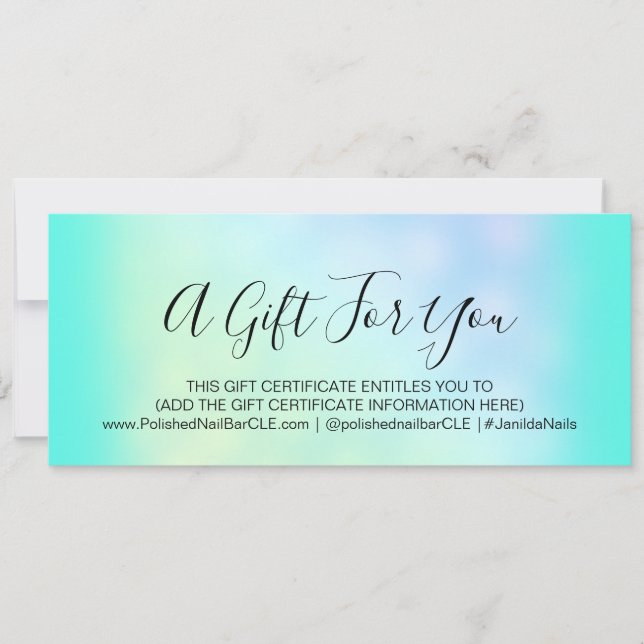 Certificado de regalo Holograph Hairdresser Makeup (Anverso)