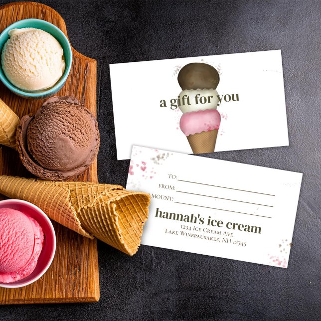 Certificado de regalo Ice Cream Business Personali (Ice Cream Cone business gifr certificate voucher)