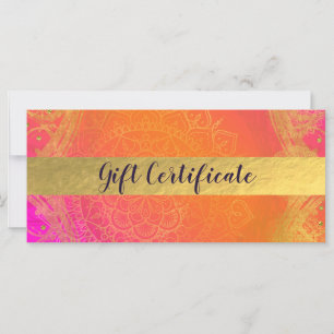 Certificado de Regalo Indio Rosa Fuchsia Naranja y