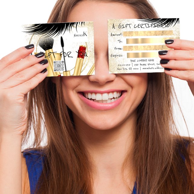 Certificado de regalo Lash Makeup Logo estéticoQR  (FlorenceK: Where Beauty Meets Innovation)