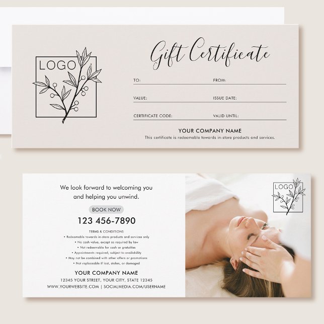 Certificado de regalo Logo Foto Moderno Blanco apa (Subido por el creador)