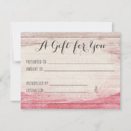 Certificado de regalo Madera Rusa Rubor Pink Shabb