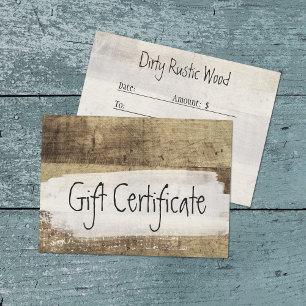 Certificado de regalo madera rústica desgastada vi