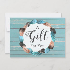 Certificado de regalo Madera y plumas rusticas tur