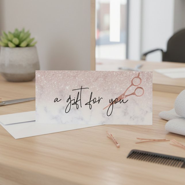 Certificado de regalo Marble Rosa de oro tijeras d (Subido por el creador)