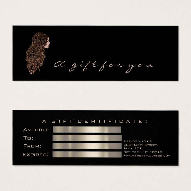 Certificado de regalo Marfil Hairdresser Makeup Bl (Anverso y reverso)