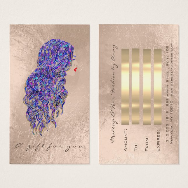 Certificado de regalo Mermaid Gold Hairdresser Mak (Anverso y reverso)