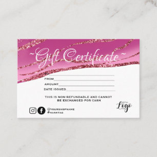 Certificado de regalo minimalista de purpurina dor
