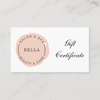 Certificado de regalo minimalista moderno de Rubor