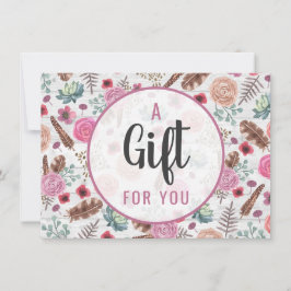 Certificado de regalo Moda Boho Flecha de pluma ru