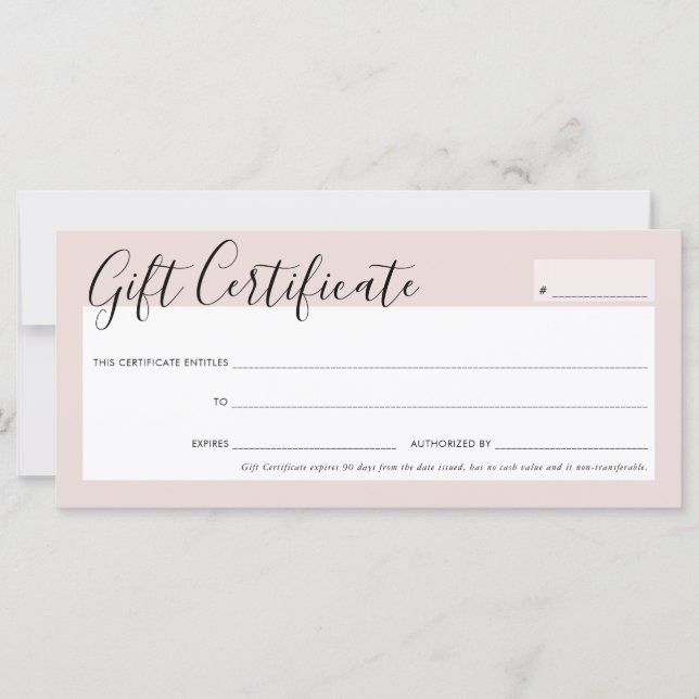 CERTIFICADO DE REGALO moda elegante rosado rosado  (Anverso)