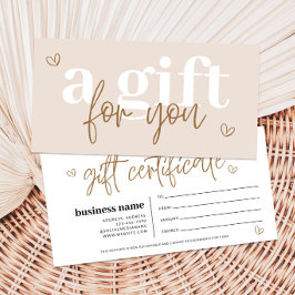 Certificado de regalo moderno boho