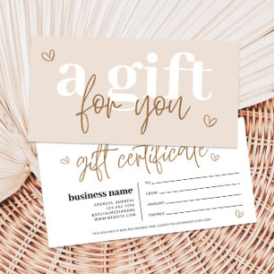 Certificado de regalo moderno boho