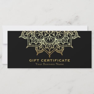 Certificado de regalo moderno elegante negro manda