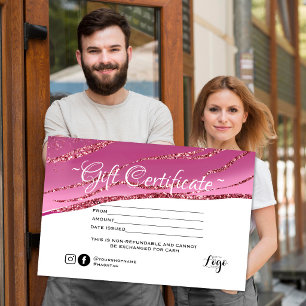 Certificado de regalo moderno minimalista con bril