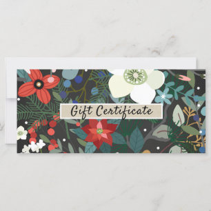 Certificado de Regalo Moderno Oscuro Floral Funky