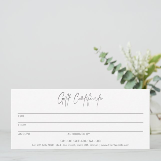 Certificado de regalo moderno Platino elegante min (Anverso de pie)