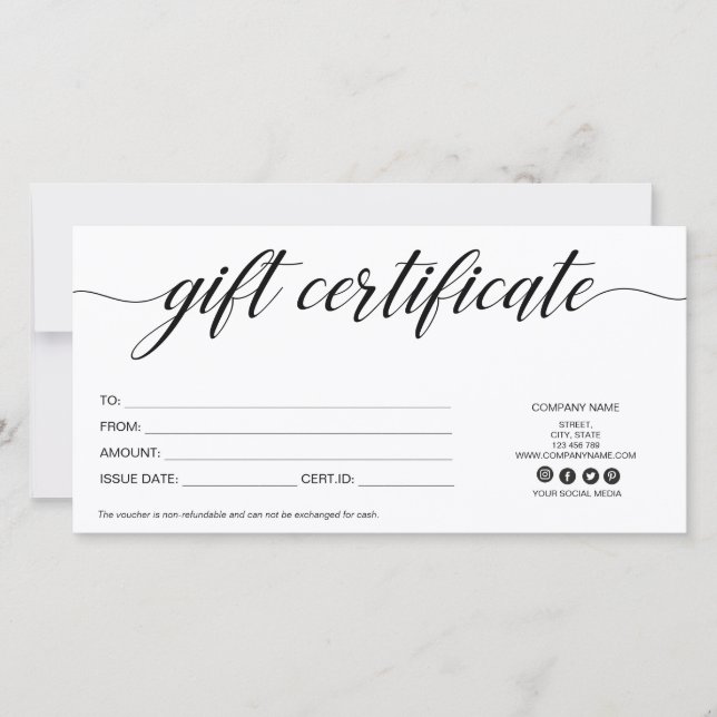 certificado de regalo moderno simple añadir logoti (Anverso)