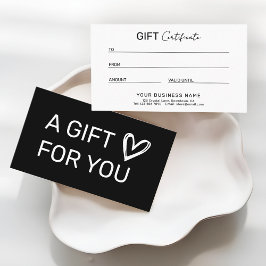 Certificado de regalo moderno y elegante para nego
