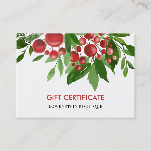 Certificado de regalo navideño para los Navidades  (Anverso)