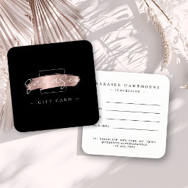 Certificado de regalo negro de oro Rosa de pincel 