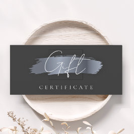 Certificado de regalo negro elegante de pincel de 