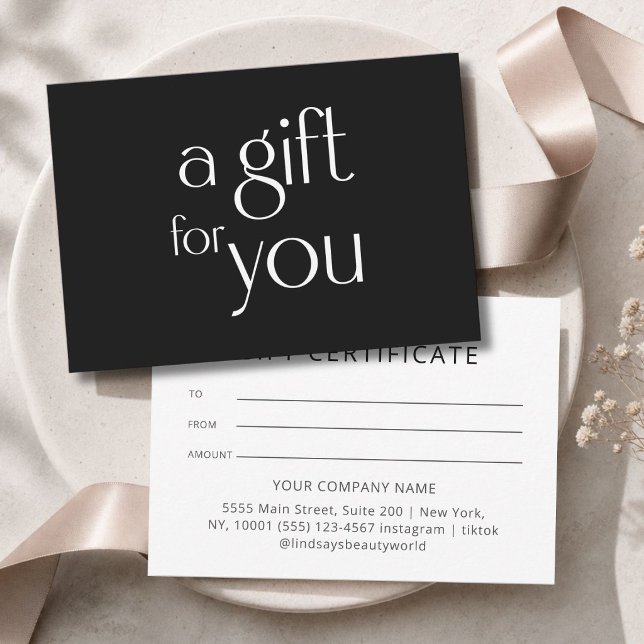 Certificado de regalo negro moderno (Modern Black Gift Certficate)
