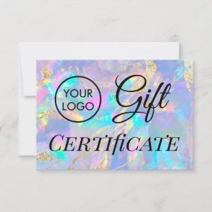 certificado de regalo opal de logotipo